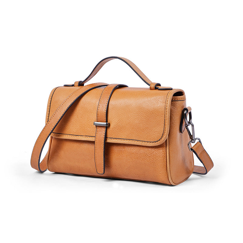 Vegetable Tanned Leather Messenger Handbag for Women 2211-Handbags, Wallets & Cases-Black-Free Shipping Leatheretro