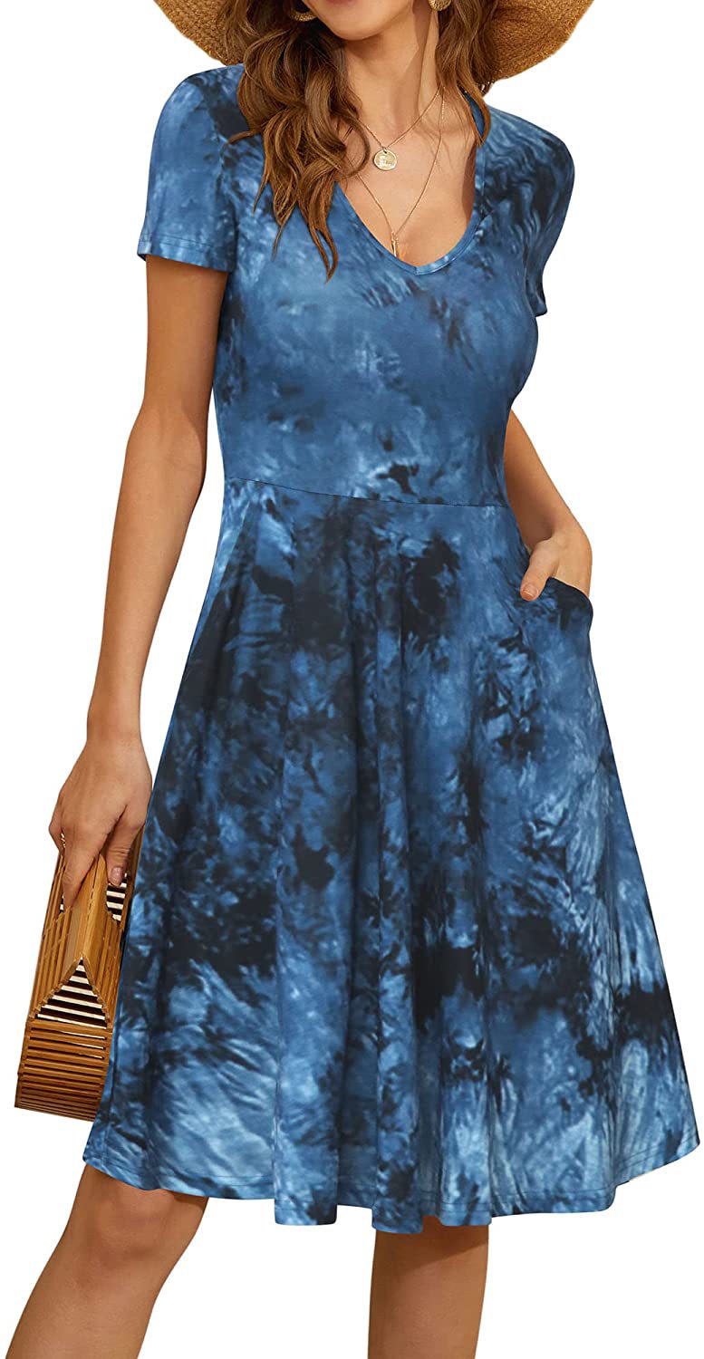 Casual Summer Sunflower Print Daily Women Sun Dresses-Dresses-A-S-Free Shipping Leatheretro