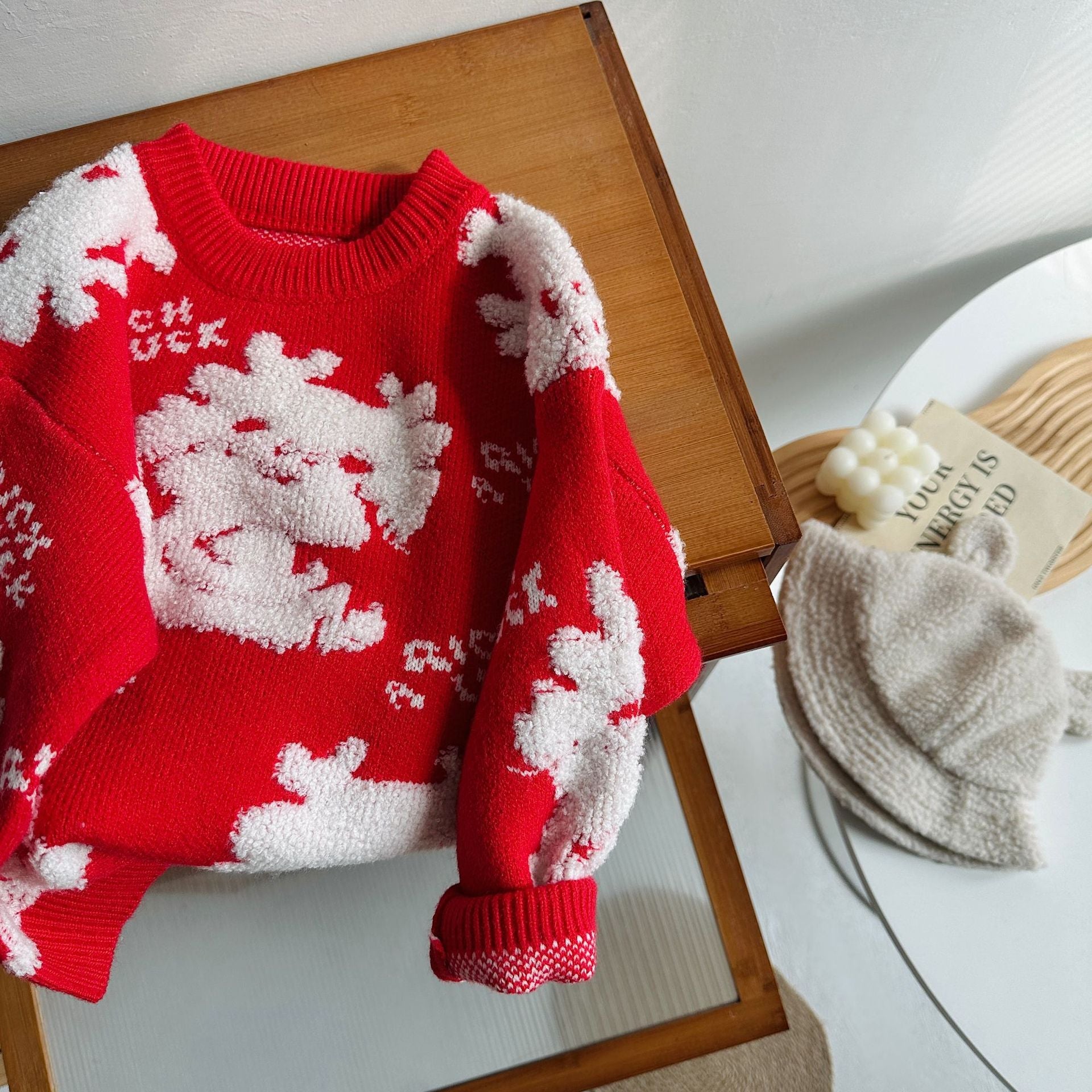 Lovely Knitted Kid's Pullover Sweaters-Shirts & Tops-Red-90cm-Free Shipping Leatheretro