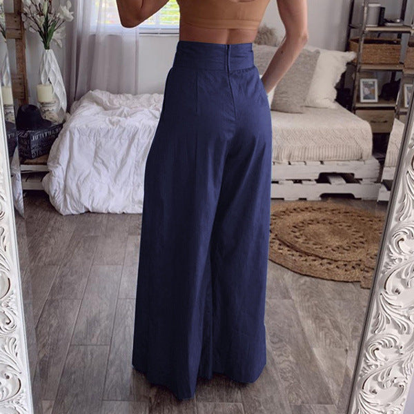 Casual High Waist Pocket Pants for Women-Pants-Dark Blue-M-Free Shipping Leatheretro