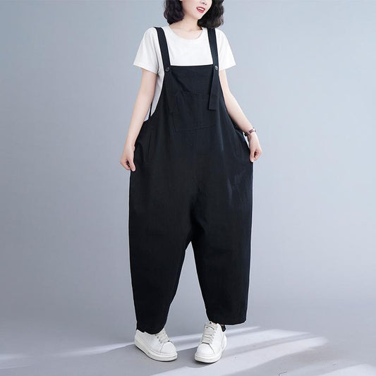 Summer Casual Loose Plus Sizes Jumpsuits-One Piece Suits-Black-One Size-Free Shipping Leatheretro