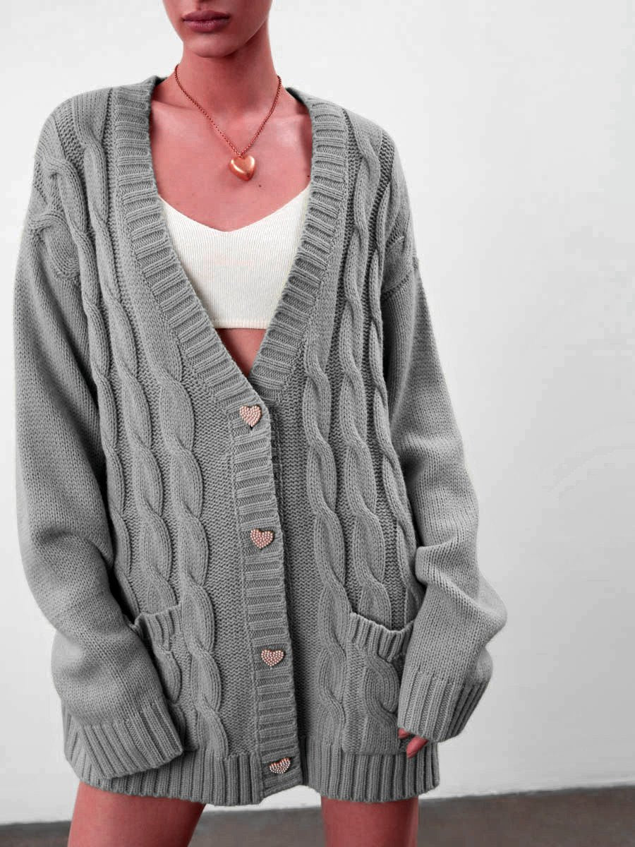 Casual Loose Knitted Women Fall Cardigan Overcoats-Light Gray-S-Free Shipping Leatheretro
