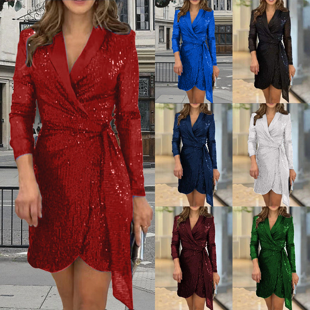 Fashion Brighting Long Sleeves Mini Dresses-Dresses-Black-S-Free Shipping Leatheretro