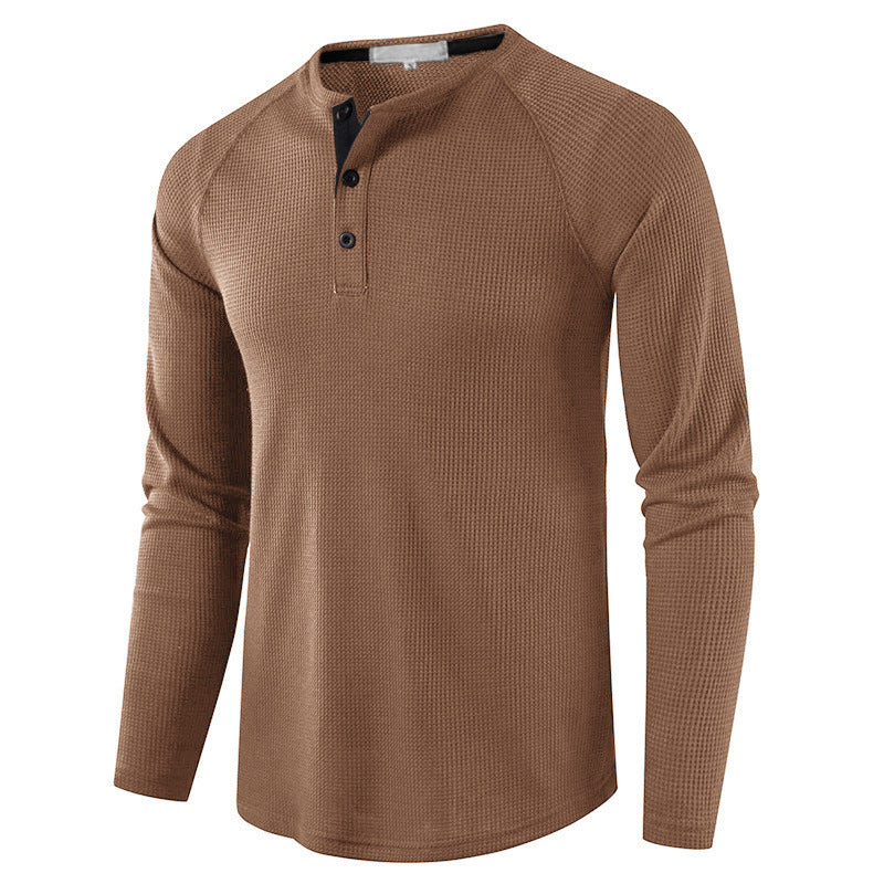 Fall Long Sleeves T Shirts for Men-Shirts & Tops-Khaki-S-Free Shipping Leatheretro