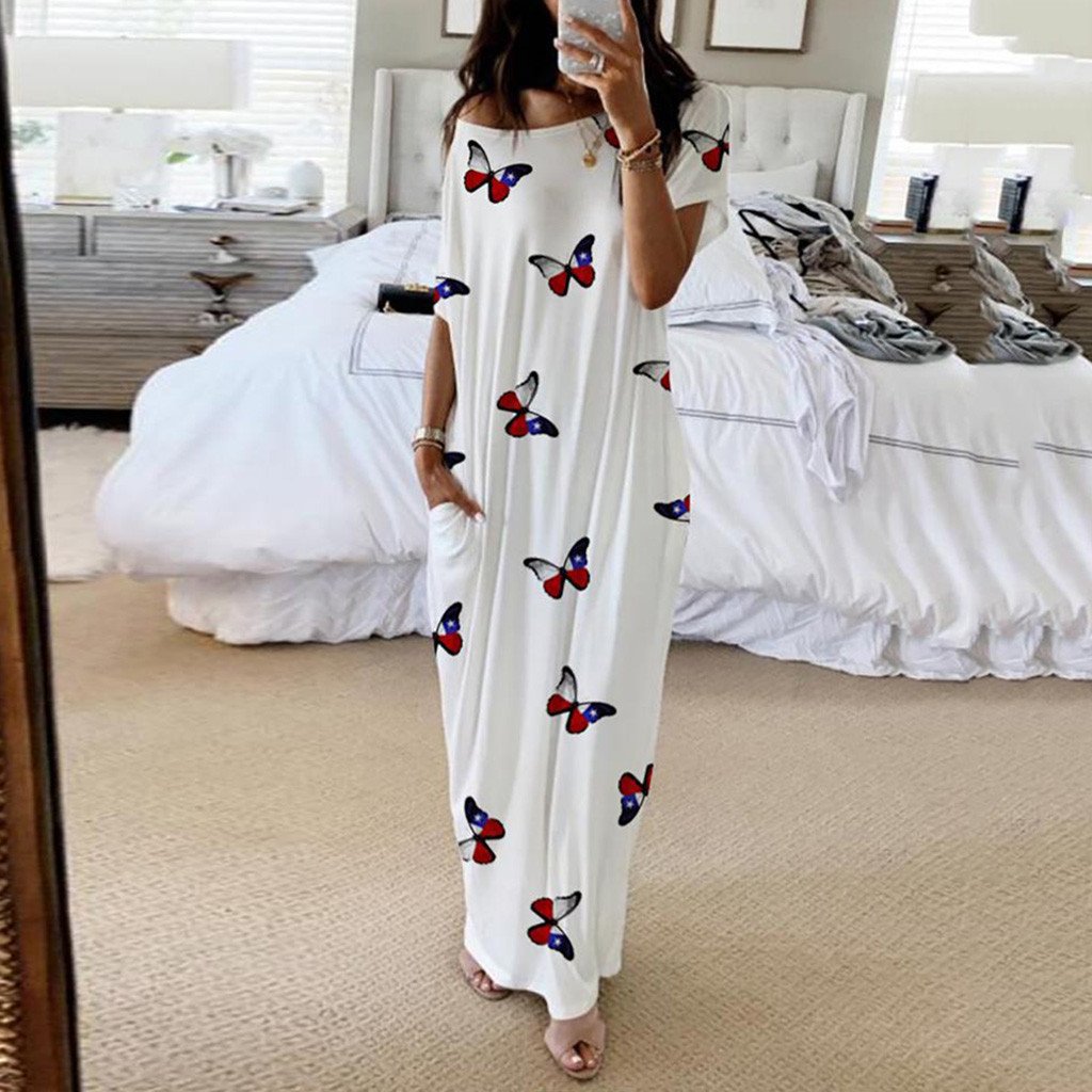 Casual Short Sleves Long Cozy Dresses-Cozy Dresses-White-S-Free Shipping Leatheretro