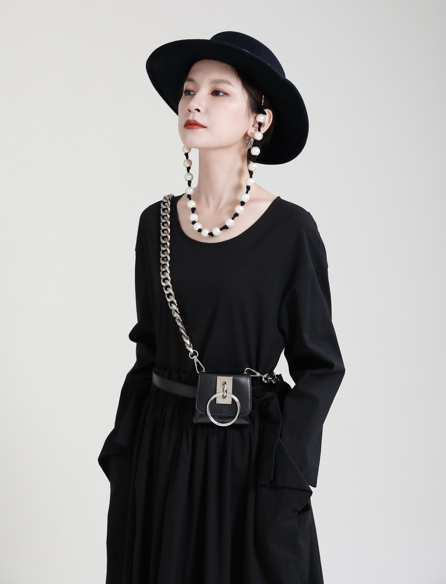 Black Round Neck Women Fall Fake Two Piece Summer Dress-Cozy Dresses-Black-One Size-Free Shipping Leatheretro