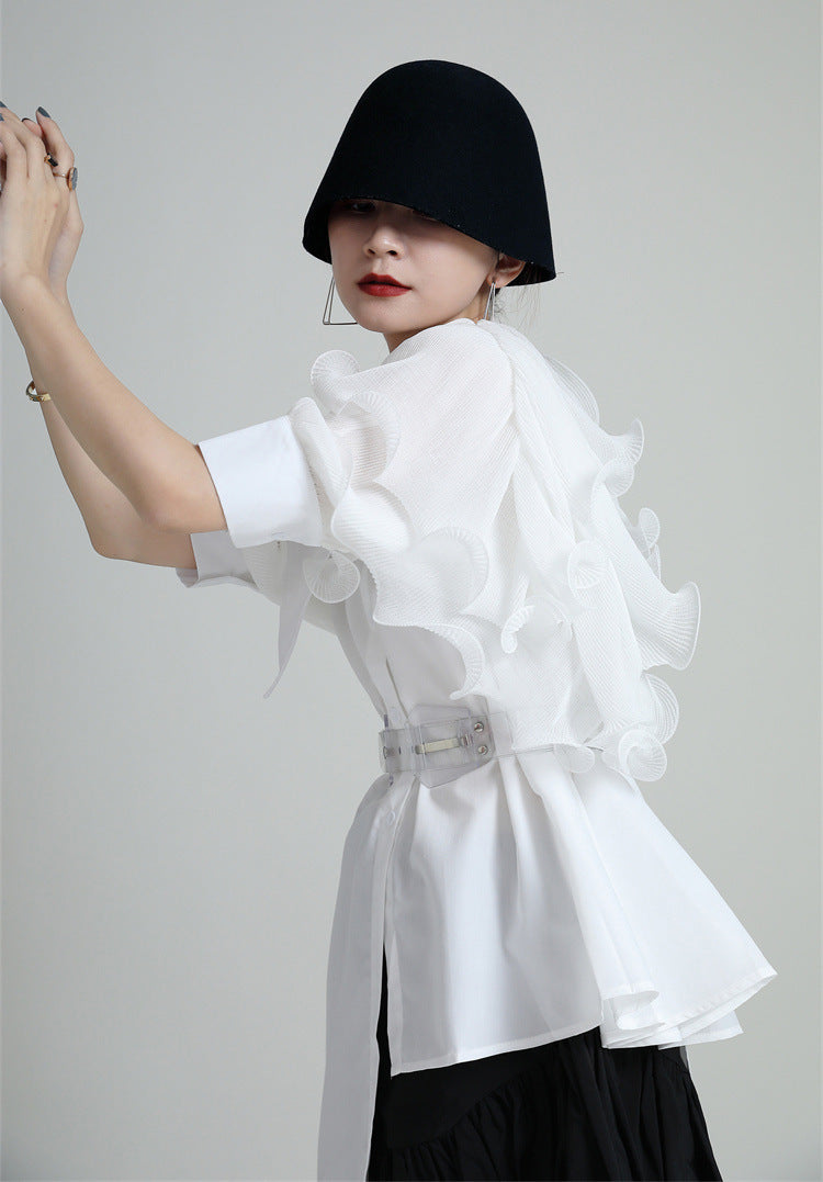 3D Designed Asymmetrical Summer Shirts Dresses-Dresses-White-One Size-Free Shipping Leatheretro
