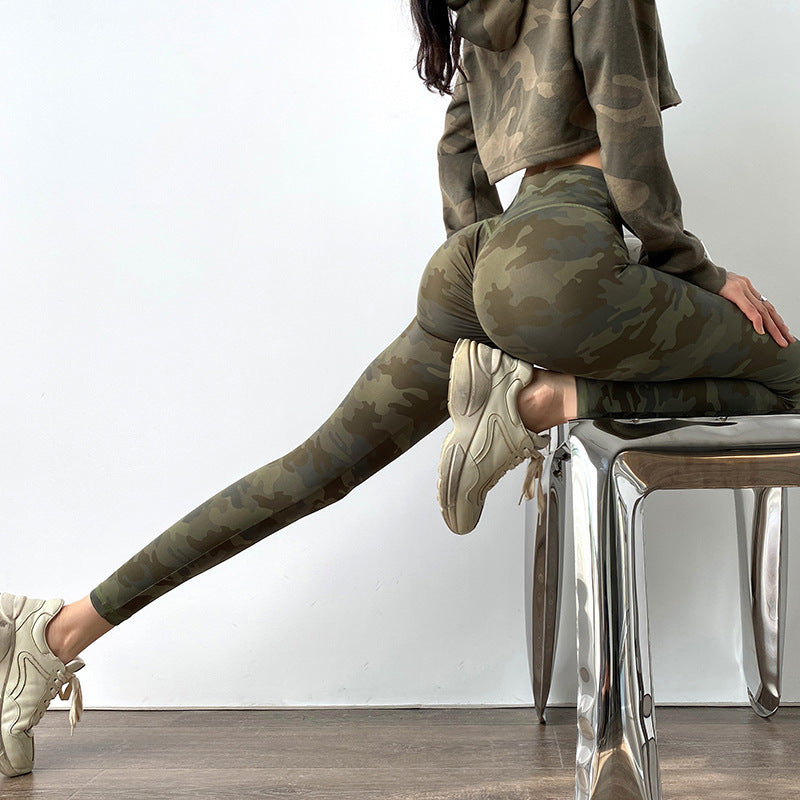 Women High Waist Running Yoga Leggings-Pants-Camouflage-S-Free Shipping Leatheretro