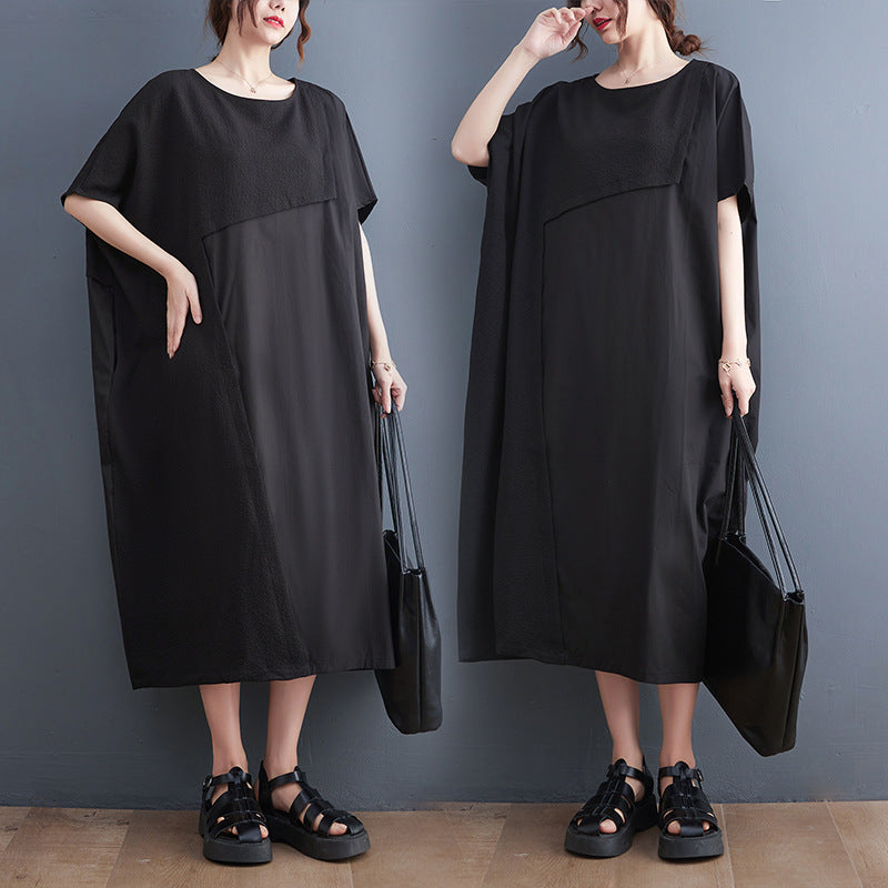 Summer Black Shirts Long Dresses-Dresses-Black-One Size-Free Shipping Leatheretro