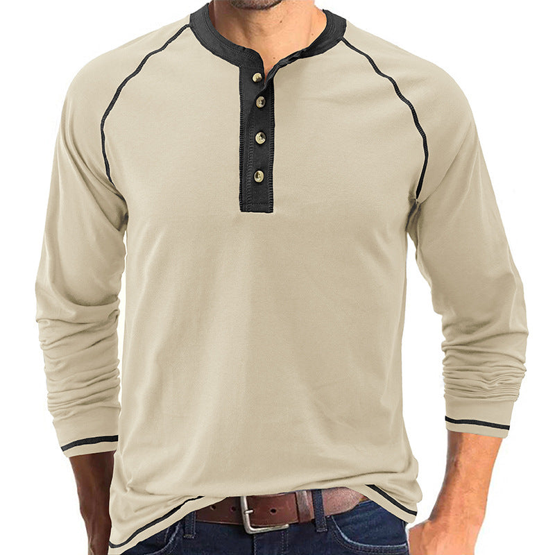 Casual Outdoor Long Sleeves Basic Shirts for Men-Apricot-S-Free Shipping Leatheretro