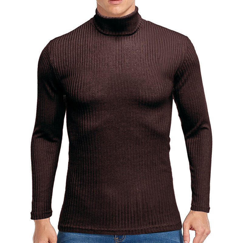 Fall Turtleneck Long Sleeves Knitted Sweaters-Shirts & Tops-Coffee-S-Free Shipping Leatheretro