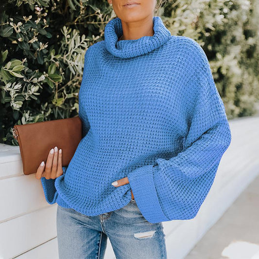 Women Turtleneck Knitting Fall Sweaters-Sweaters-Blue-S-Free Shipping Leatheretro