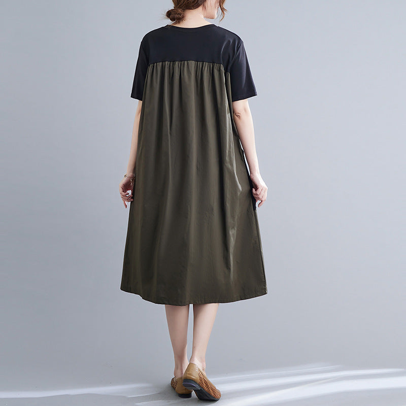 Vintage Short Sleeves Women Midi Dresses-Dresses-Khaki-One Size-Free Shipping Leatheretro