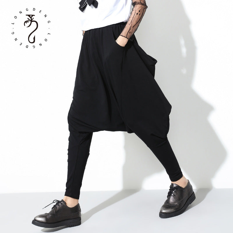 Black Hip Hop Women Harem Pants-Pants-Black-One Size-Free Shipping Leatheretro