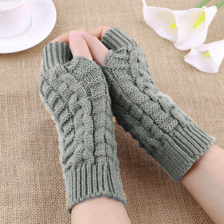 2 Pairs/Set Winter Knitted Gloves Keep Warm for Women-Gloves & Mittens-Light Gray-One Size-Free Shipping Leatheretro