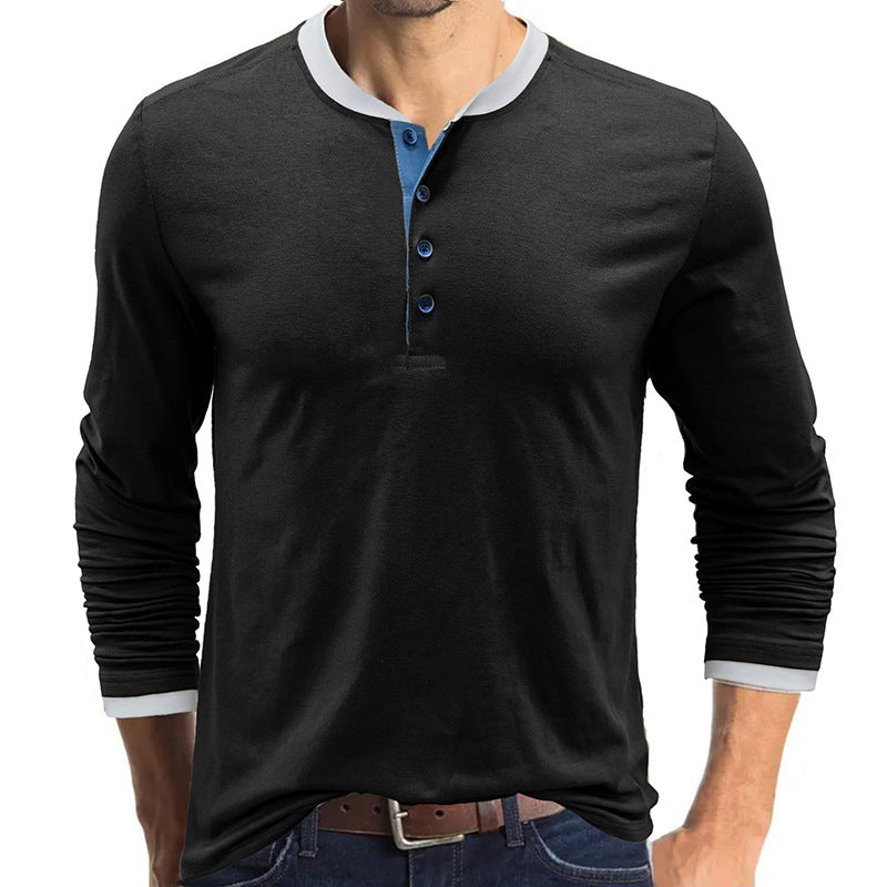 Leisure Fall Long Sleeves T Shirts for Men-Shirts & Tops-Light Gray-S-Free Shipping Leatheretro