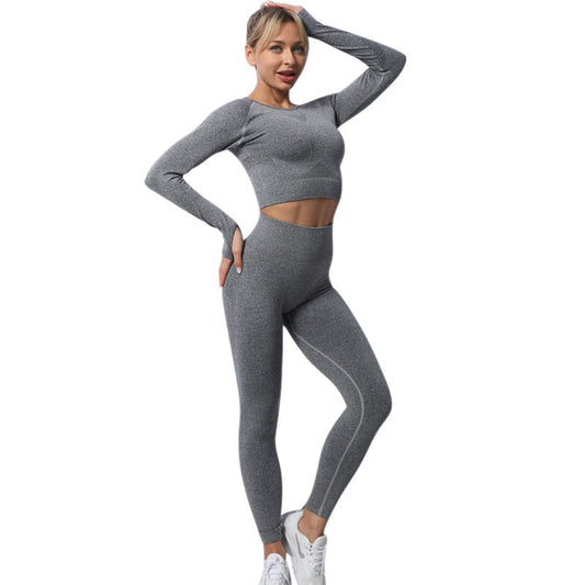Sexy Sports Long Sleeves Yoga Suits-Exercise & Fitness-Gray-S-Free Shipping Leatheretro
