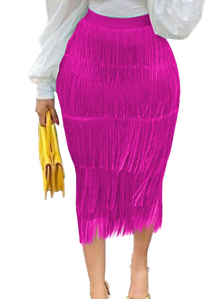 Sexy High Waist Tassels Skirts-Skirts-Purple-S-Free Shipping Leatheretro
