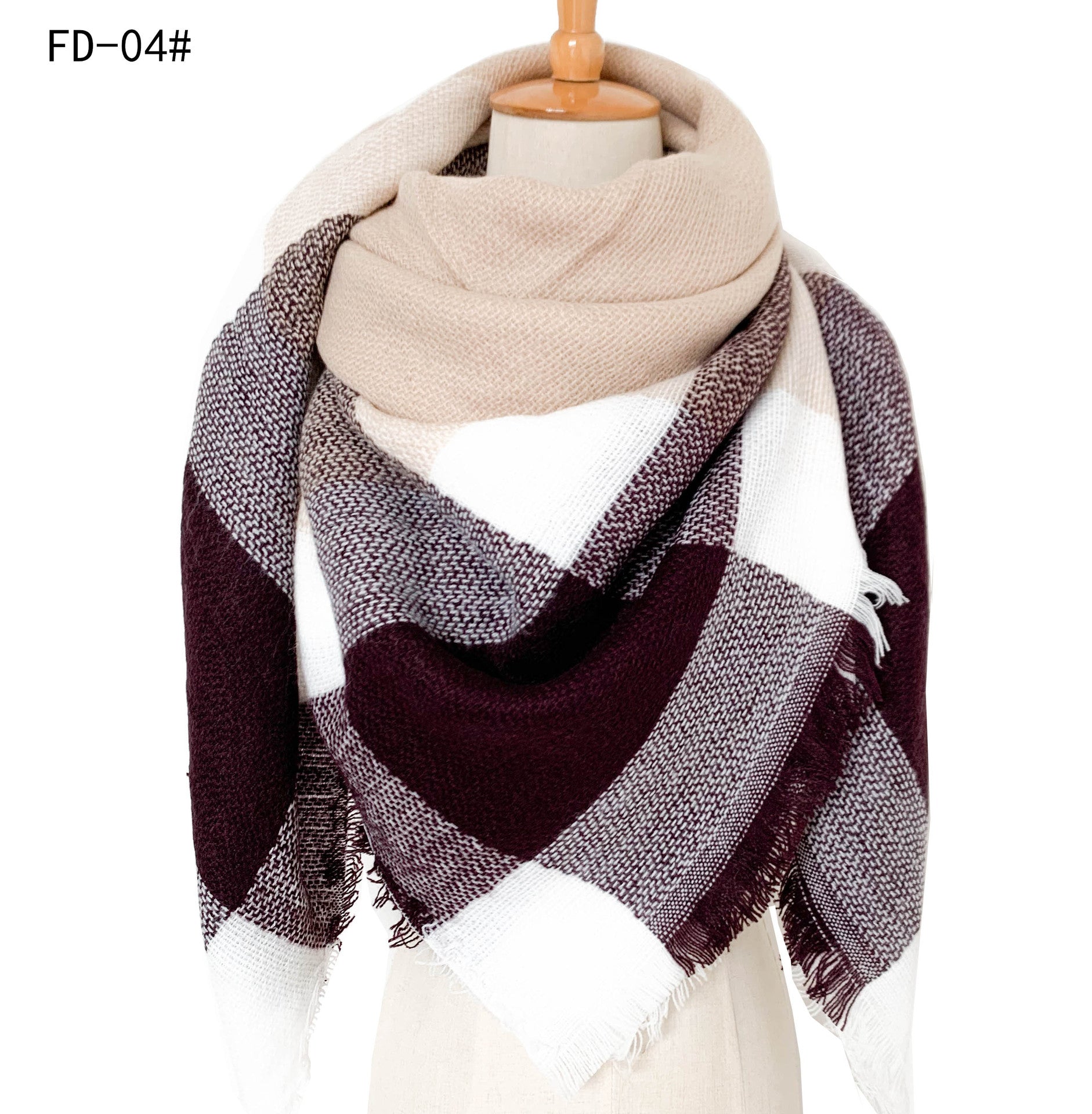 Winter Warm Plaid Scarves for Women-Scarves & Shawls-Coffee-140cm-Free Shipping Leatheretro