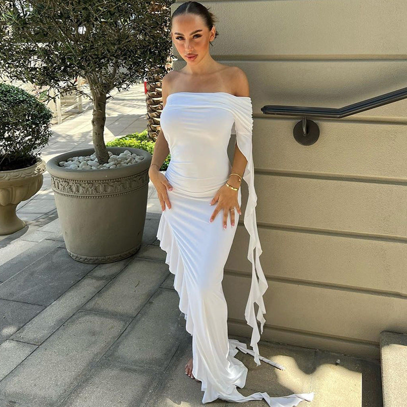 Sexy Off The Shoulder Summer Sheath Dresses-Dresses-White-S-Free Shipping Leatheretro