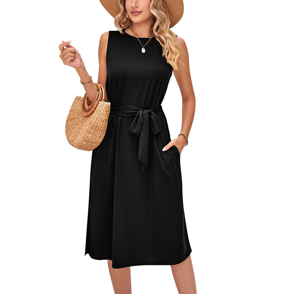Summer Sleeveless Daily Midi Dresses-Dresses-Black-S-Free Shipping Leatheretro