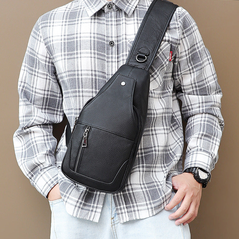 Cowhide Leather Chest Bags for Men 4004-Handbags-Black-Free Shipping Leatheretro