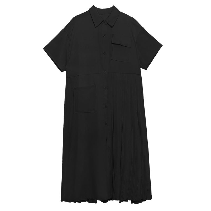 Designed Summer Short Sleeves Long Cozy Dresses-Dresses-Black-One Size-Free Shipping Leatheretro