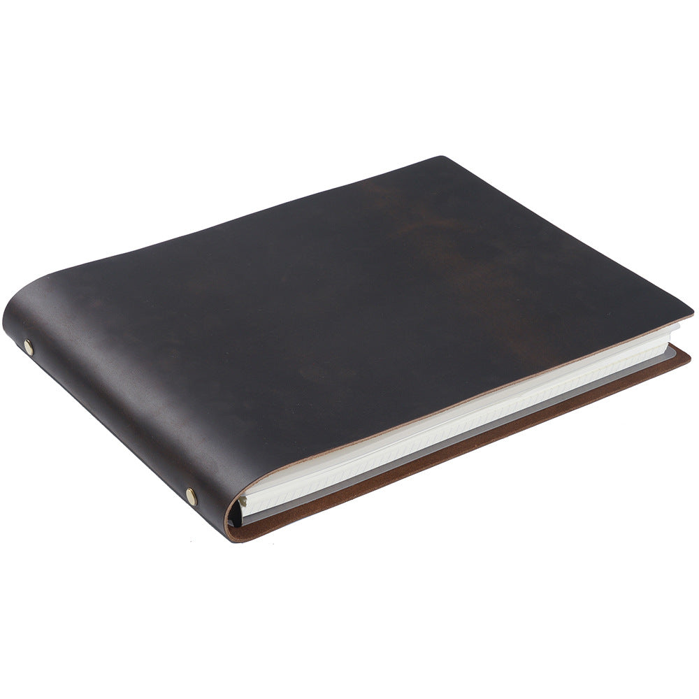 A4 Horizontal Handmade Cowhide Leather Sketchbook S118-Notebooks & Notepads-Coffee-Free Shipping Leatheretro