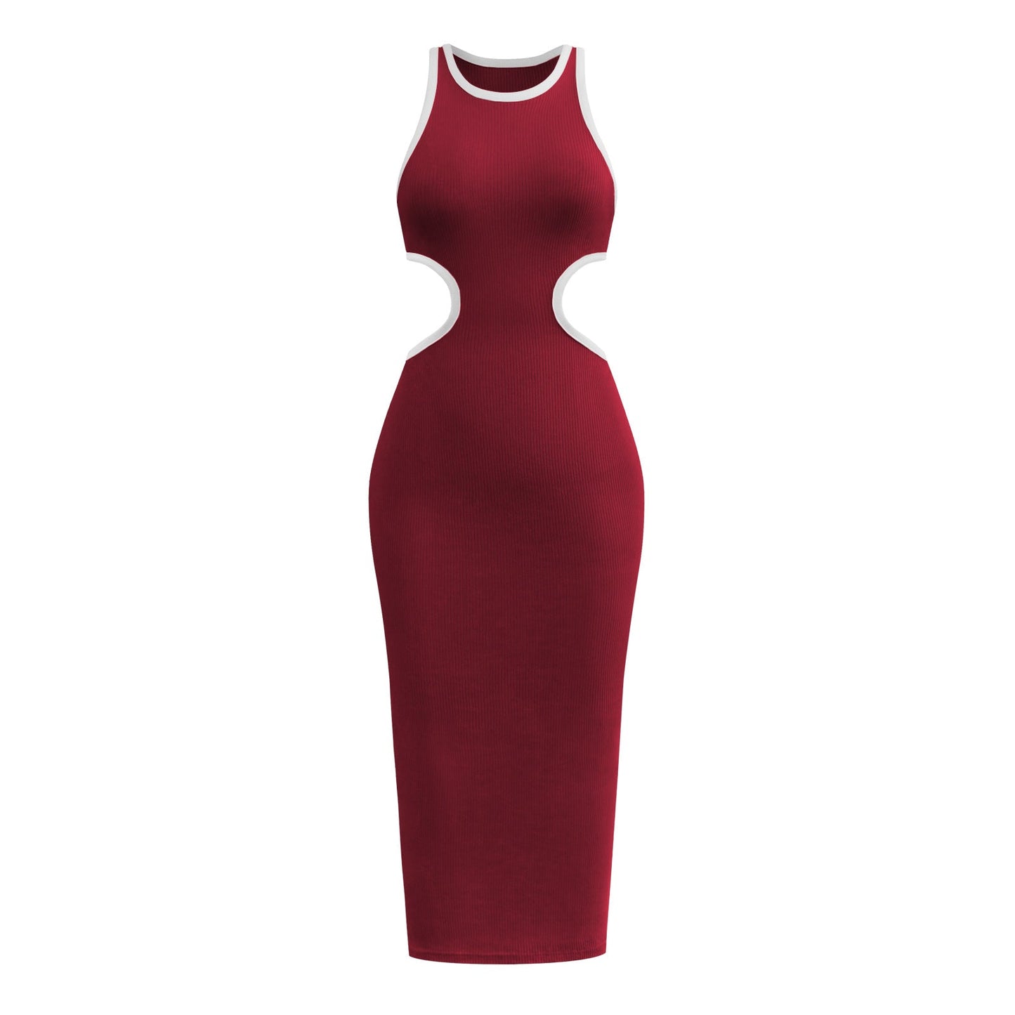 Sexy Backless Knitted Sheath Midi Dresses-Dresses-Wine Red-S-Free Shipping Leatheretro