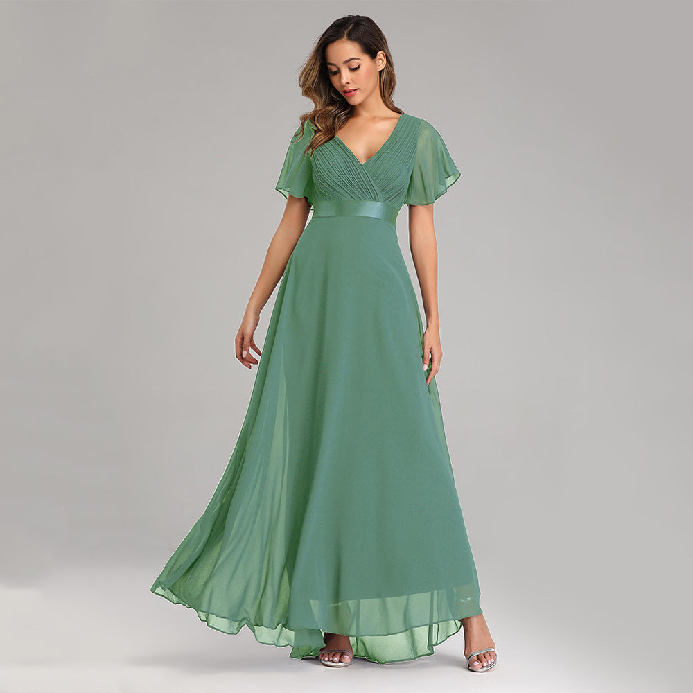 Elegant Chiffon Plus Sizes Bridesmaid Dresses-Dresses-Bean Green-S-Free Shipping Leatheretro