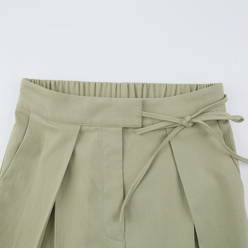 Summer Casual High Waist Women Wide Leg Pants-Pants-Green-S-Free Shipping Leatheretro