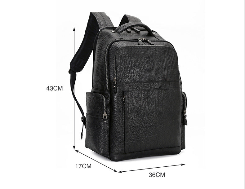 Cowhide Leather Leather Business Backpack for Men P0088-Black-Free Shipping Leatheretro