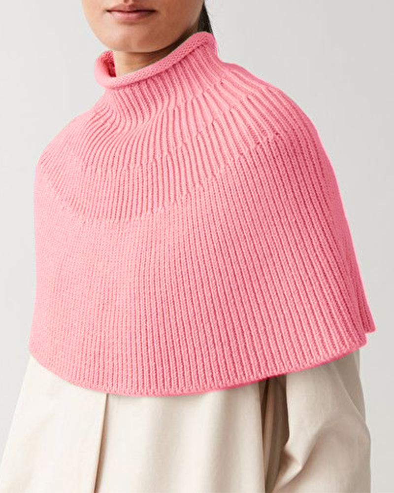 Women Designed High Neck Knitting Capes-Shirts & Tops-Pink-S-Free Shipping Leatheretro