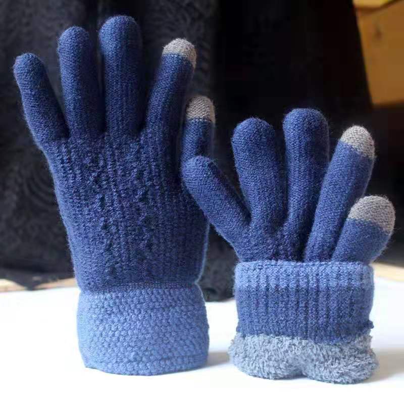 Winter Warm Velvet Knitted Gloves for Men and Women-Gloves & Mittens-Men-Blue-Free Shipping Leatheretro