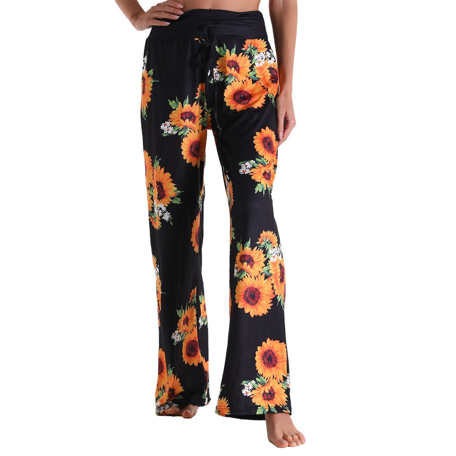 Casual Floral Print Women High Waist Trousers for Homewear-Pajamas-2015-S-Free Shipping Leatheretro