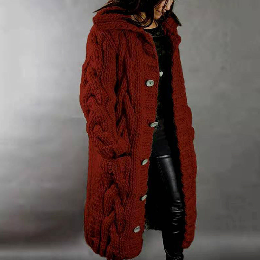 Women Winter Knitted Cardigan Overcoats-Shirts & Tops-Red-S-Free Shipping Leatheretro