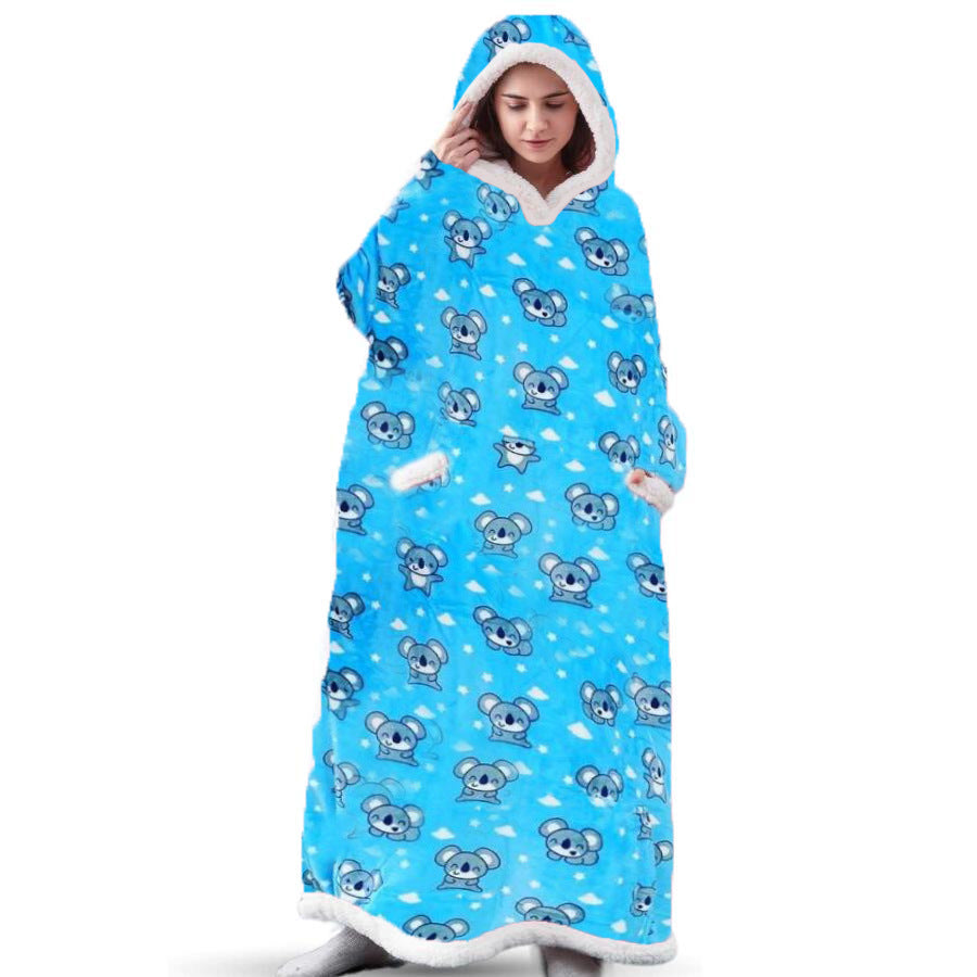 Winter Fleece Warm Long Hoodies Blanket-Sleepwear & Loungewear-Koala-120cm-Free Shipping Leatheretro