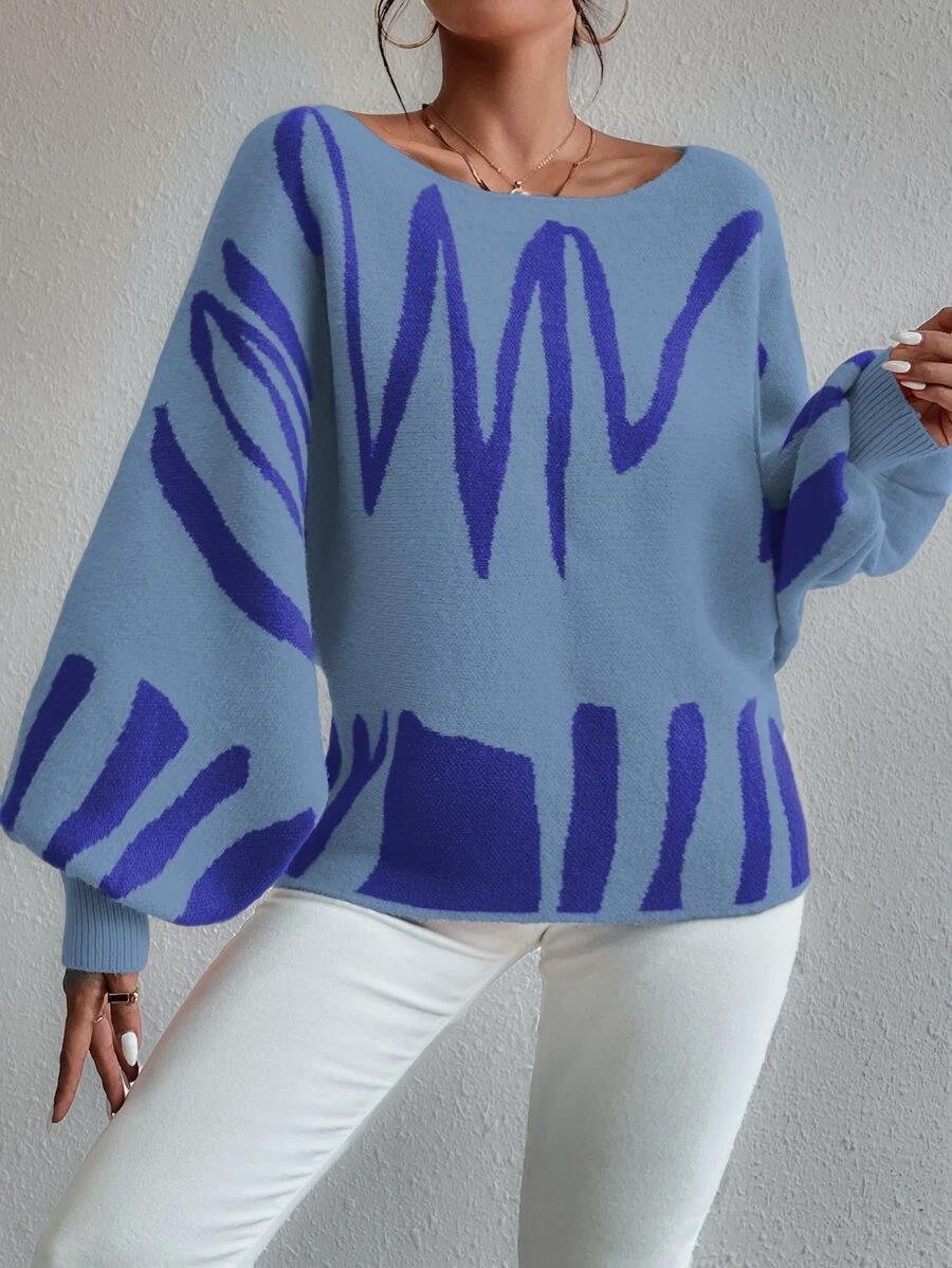 Designed Women Loose Knitted Sweaters-Shirts & Tops-Blue-S-Free Shipping Leatheretro