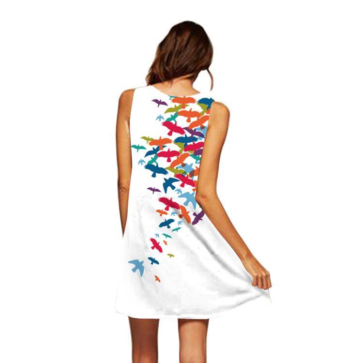 Summer 3D Floral Print Sleeveless Mini Short Dresses-Mini Dresses-1-S-Free Shipping Leatheretro