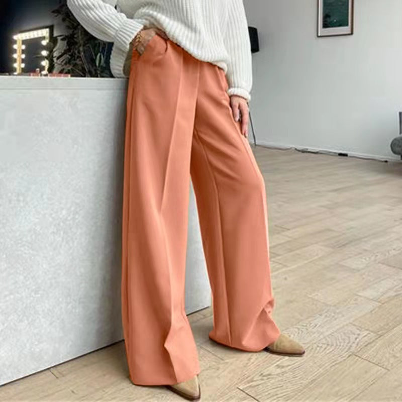 Casual High Waist Women Wide Legs Pants-Pants-Camel-S-Free Shipping Leatheretro