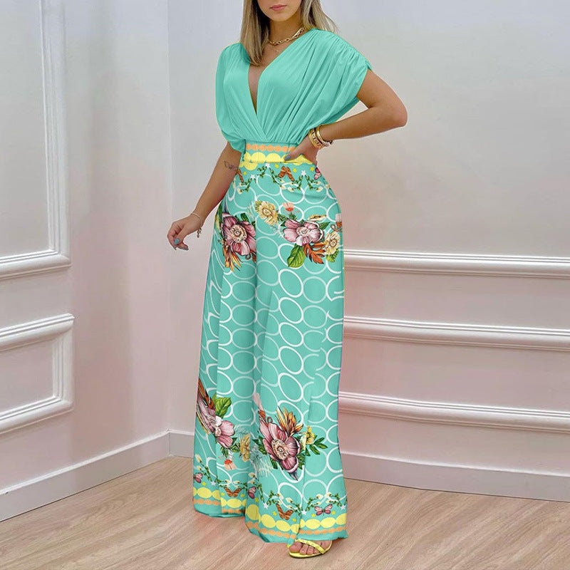 Casual Summer Wide Legs Pants Outfits for Women-Suits-Green-S-Free Shipping Leatheretro