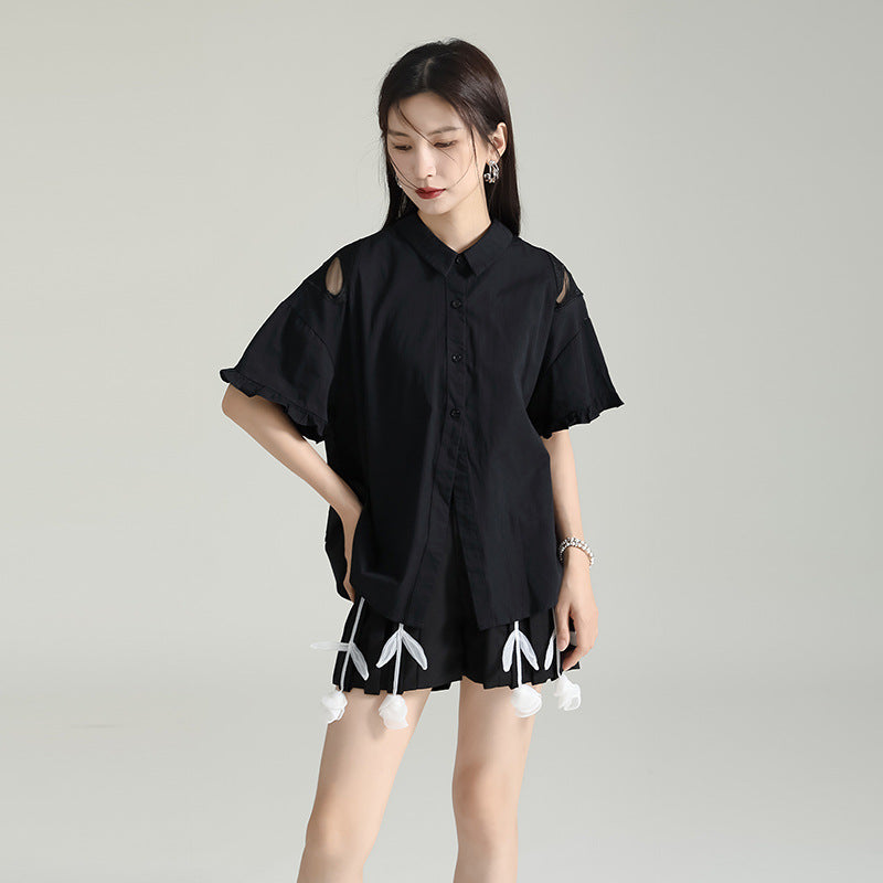 Designed Butterfly Double Sides Summer Shirts-Shirts & Tops-Black-One Size-Free Shipping Leatheretro