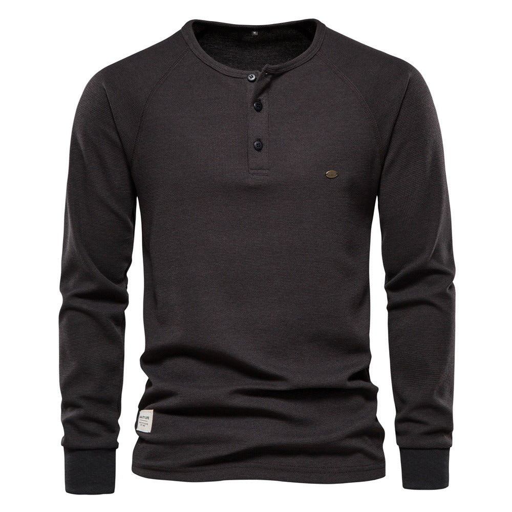 Fashion Long Sleeves T Shirts for Men-Shirts & Tops-Dark Gray-S-Free Shipping Leatheretro