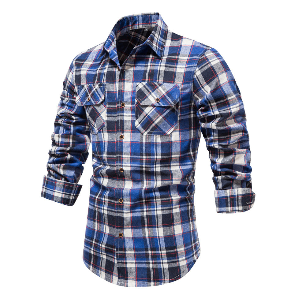 Fall Plaid Long Sleeves Shirts for Men-Shirts & Tops-A-S-Free Shipping Leatheretro