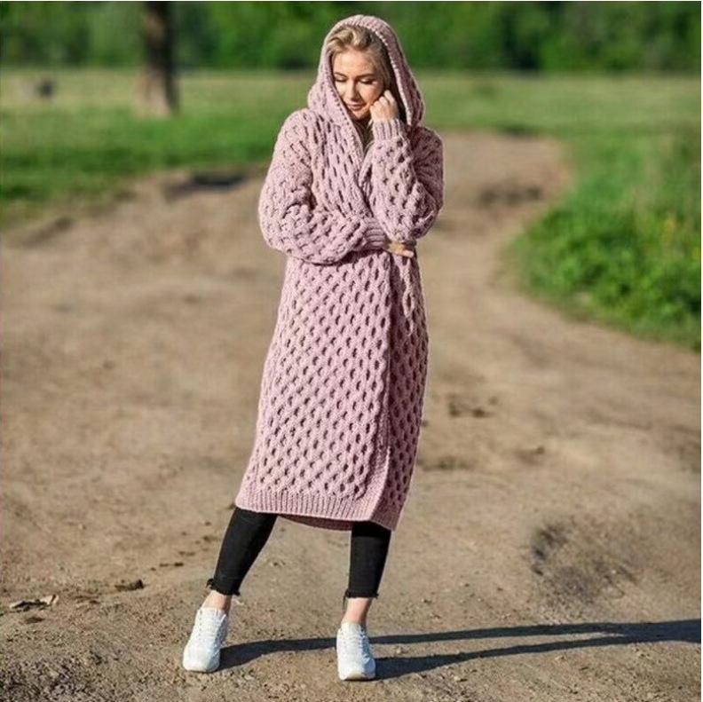 Fashion Women Knitting Long Cardigan Overcoat-Women Outerwear-Purple-S-Free Shipping Leatheretro