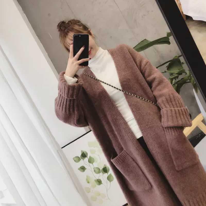 Casual Thick Long Knitted Cardigan Sweaters-Outerwear-Brown-One Size-Free Shipping Leatheretro