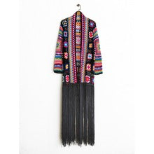 Colorful Crochet Irregular Tassels Coats for Women-Shirts & Tops-Black-S-Free Shipping Leatheretro