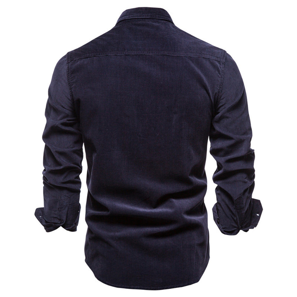Men Long Sleeves Corduroy Business Shirts-Shirts & Tops-Red-M-Free Shipping Leatheretro