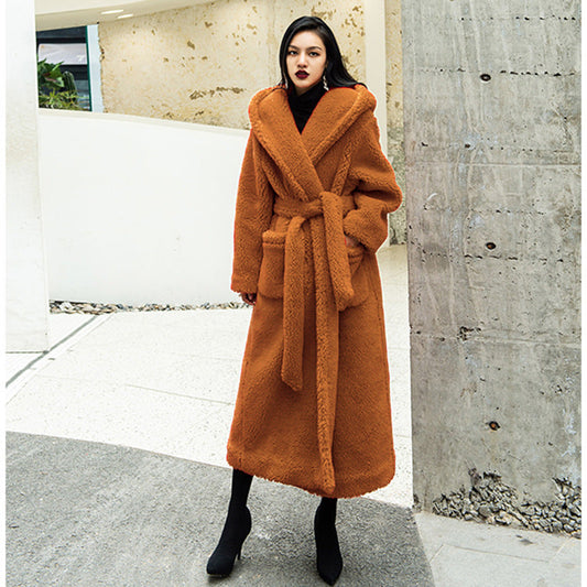 Luxury Women Fashion Long Fur Overcoat for Winter-Outerwear-Gray-S-Free Shipping Leatheretro