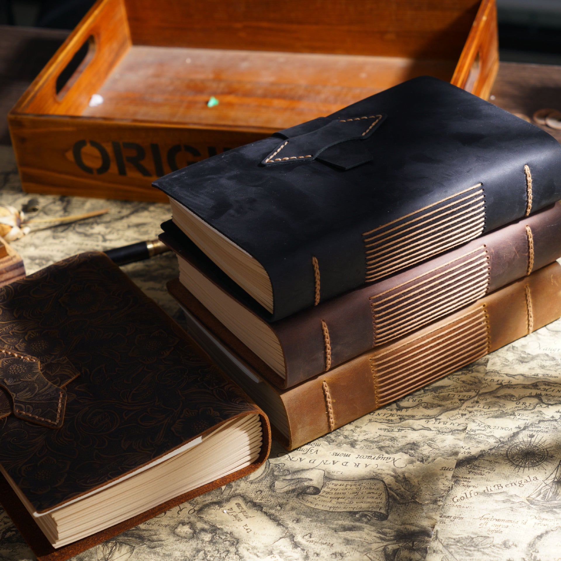 Vintage Handmade Leather A5 Notebook-Notebooks & Notepads-Black-Free Shipping Leatheretro